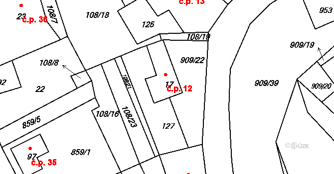 Drchlava 12, Chlum na parcele st. 17 v KÚ Drchlava, Katastrální mapa