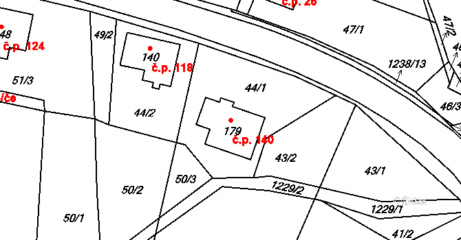 Heřmanice 140 na parcele st. 179 v KÚ Heřmanice u Frýdlantu, Katastrální mapa