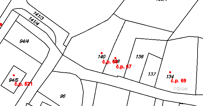 Starý Bohumín 66, Bohumín na parcele st. 140 v KÚ Starý Bohumín, Katastrální mapa