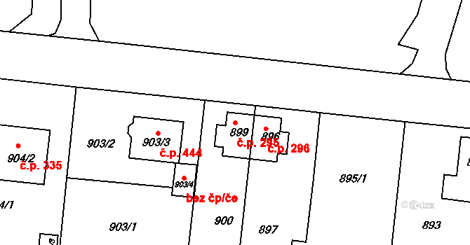 Děčín XXXII-Boletice nad Labem 295, Děčín na parcele st. 899 v KÚ Boletice nad Labem, Katastrální mapa
