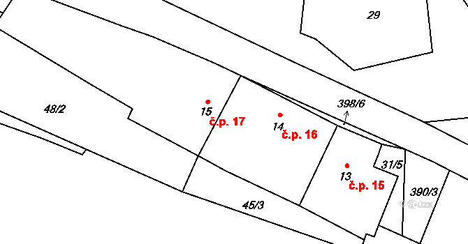 Chabrovice 16, Skopytce na parcele st. 14 v KÚ Chabrovice, Katastrální mapa
