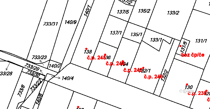 Řetenice 244, Teplice na parcele st. 136 v KÚ Teplice-Řetenice, Katastrální mapa
