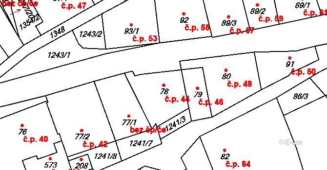 Liběchov 44 na parcele st. 78 v KÚ Liběchov, Katastrální mapa