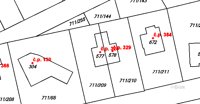 Daliměřice 328, Turnov na parcele st. 577 v KÚ Daliměřice, Katastrální mapa