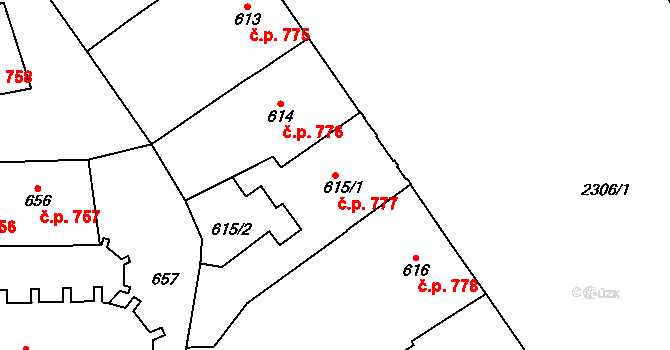 Nové Město 777, Praha na parcele st. 615/1 v KÚ Nové Město, Katastrální mapa