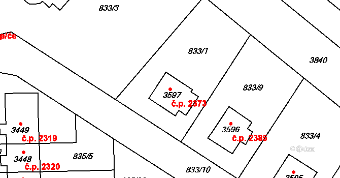 Dvůr Králové nad Labem 2373 na parcele st. 3597 v KÚ Dvůr Králové nad Labem, Katastrální mapa
