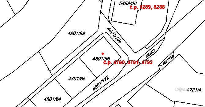Chomutov 4790,4791,4792 na parcele st. 4801/64 v KÚ Chomutov I, Katastrální mapa