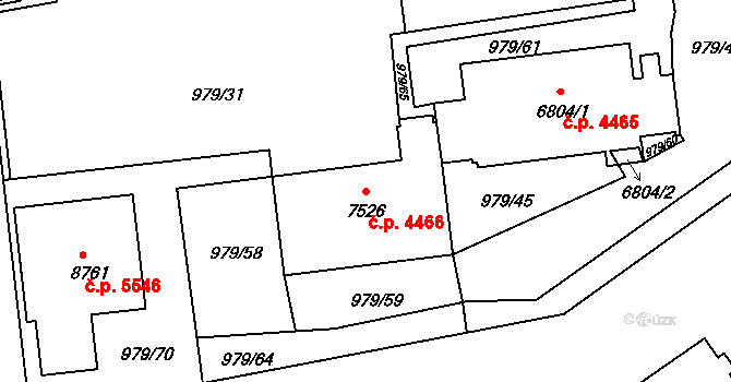 Zlín 4466 na parcele st. 7526 v KÚ Zlín, Katastrální mapa