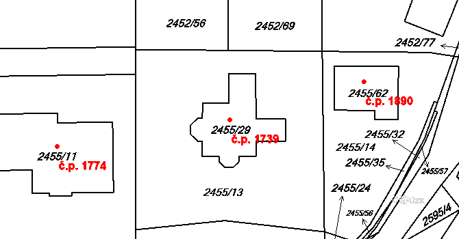 České Budějovice 6 1739, České Budějovice na parcele st. 2455/29 v KÚ České Budějovice 6, Katastrální mapa