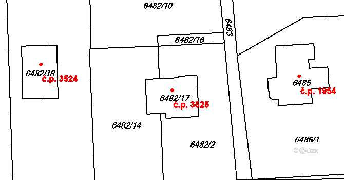 Frýdek 3525, Frýdek-Místek na parcele st. 6482/17 v KÚ Frýdek, Katastrální mapa