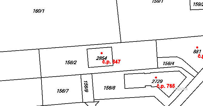 Kukleny 847, Hradec Králové na parcele st. 2854 v KÚ Kukleny, Katastrální mapa