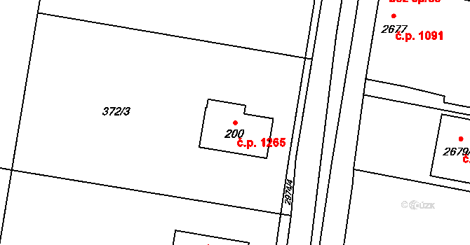 Mohelnice 1265 na parcele st. 200 v KÚ Újezd u Mohelnice, Katastrální mapa