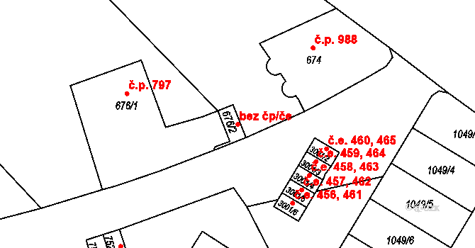 Děčín 40689182 na parcele st. 676/2 v KÚ Děčín, Katastrální mapa
