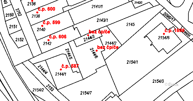 Velké Meziříčí 41366182 na parcele st. 2144/6 v KÚ Velké Meziříčí, Katastrální mapa