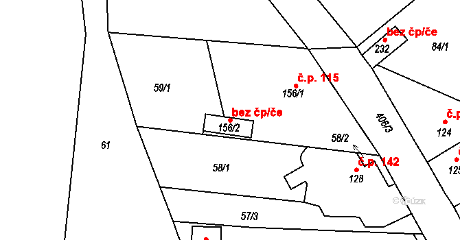 Rtyně nad Bílinou 43131182 na parcele st. 156/2 v KÚ Rtyně nad Bílinou, Katastrální mapa