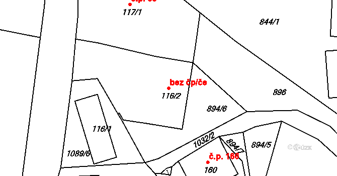 Chotyně 43646182 na parcele st. 116/2 v KÚ Chotyně, Katastrální mapa