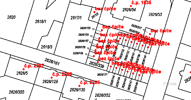 Opava 43808182 na parcele st. 2626/158 v KÚ Opava-Předměstí, Katastrální mapa