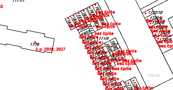 Kladno 44375182 na parcele st. 1801 v KÚ Kladno, Katastrální mapa