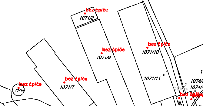 Ústí nad Labem 44757182 na parcele st. 1071/9 v KÚ Bukov, Katastrální mapa