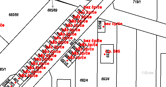Holešov 48269182 na parcele st. 692/5 v KÚ Všetuly, Katastrální mapa