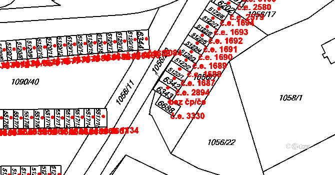 Zlín 49143182 na parcele st. 6343 v KÚ Zlín, Katastrální mapa