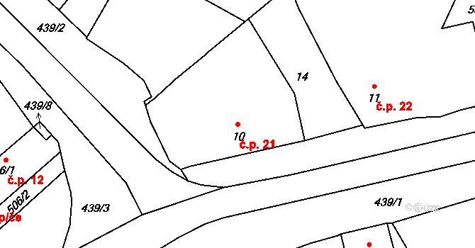 Kunčí 21, Slatiňany na parcele st. 10 v KÚ Kunčí, Katastrální mapa