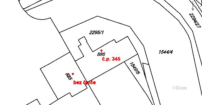 Beroun-Město 345, Beroun na parcele st. 886 v KÚ Beroun, Katastrální mapa