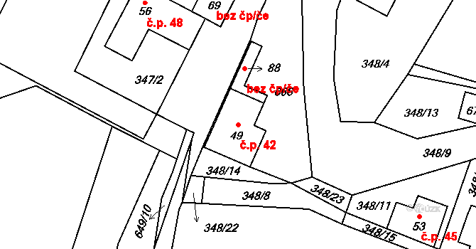 Putkov 42, Zdíkov na parcele st. 49 v KÚ Putkov, Katastrální mapa
