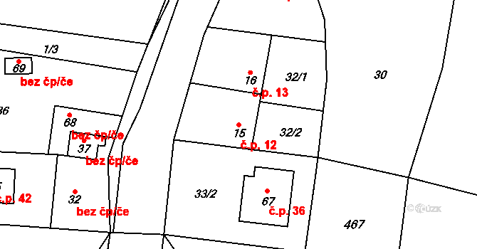 Vlachov 12, Lukavice na parcele st. 15 v KÚ Vlachov, Katastrální mapa