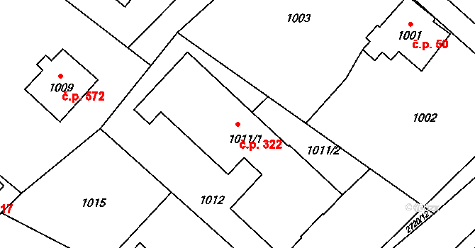 Velké Losiny 322 na parcele st. 1011/1 v KÚ Velké Losiny, Katastrální mapa