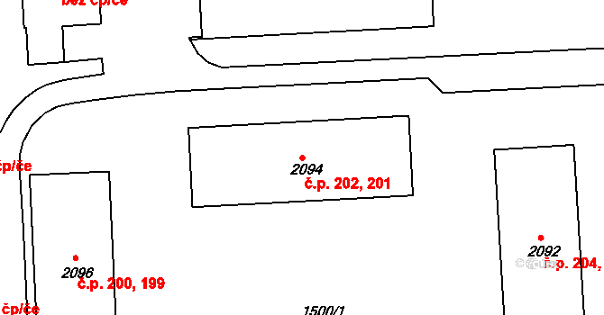 Nádražní Předměstí 201,202, Český Krumlov na parcele st. 2094 v KÚ Český Krumlov, Katastrální mapa
