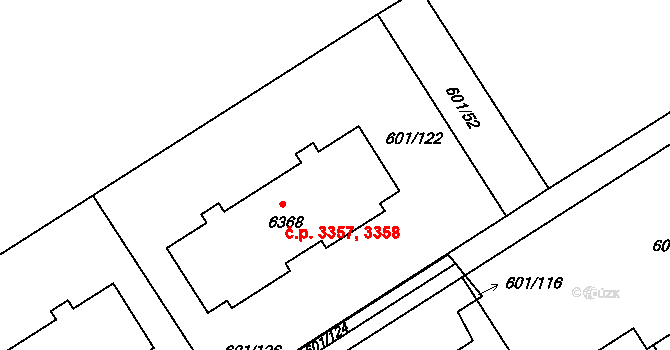 Kroměříž 3357,3358 na parcele st. 6368 v KÚ Kroměříž, Katastrální mapa