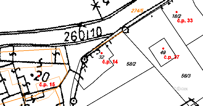 Lipina 14, Zbraslavice na parcele st. 32 v KÚ Lipina u Zruče nad Sázavou, Katastrální mapa
