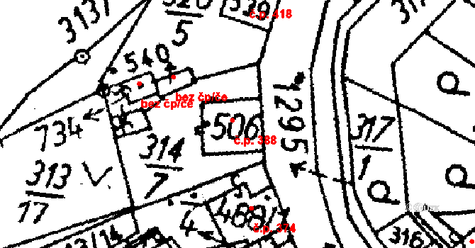Jablonné v Podještědí 388 na parcele st. 506 v KÚ Jablonné v Podještědí, Katastrální mapa