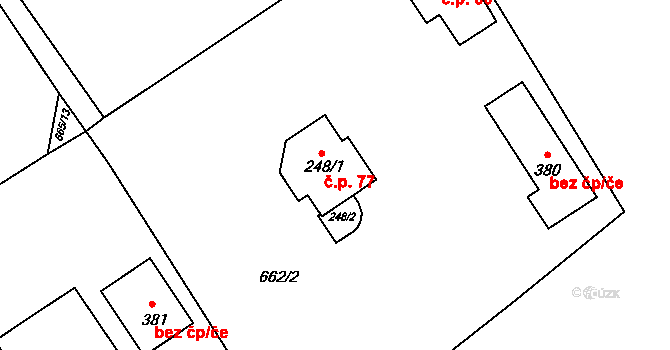 Žernovka 77, Mukařov na parcele st. 248/1 v KÚ Žernovka, Katastrální mapa