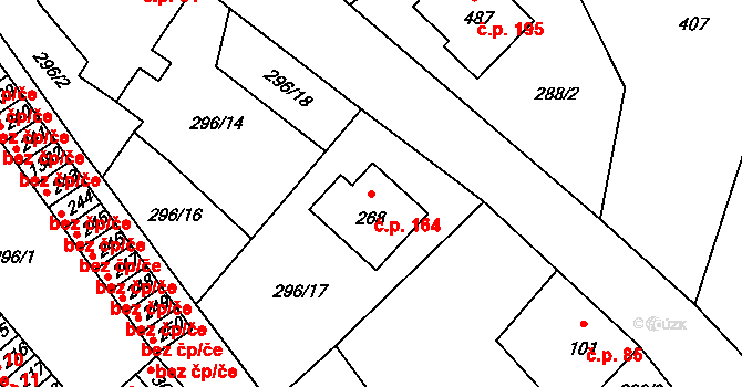 Jarošov nad Nežárkou 164 na parcele st. 268 v KÚ Jarošov nad Nežárkou, Katastrální mapa