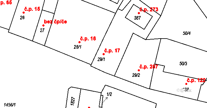 Tetín 17 na parcele st. 29/1 v KÚ Tetín u Berouna, Katastrální mapa