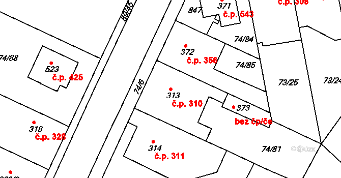 Litol 310, Lysá nad Labem na parcele st. 313 v KÚ Litol, Katastrální mapa