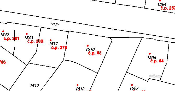 Staré Brno 65, Brno na parcele st. 1510 v KÚ Staré Brno, Katastrální mapa