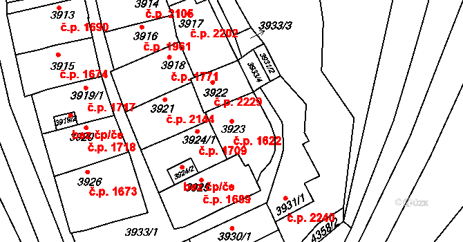 Královo Pole 1622, Brno na parcele st. 3923 v KÚ Královo Pole, Katastrální mapa