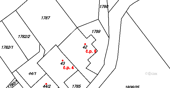 Petrovsko 5, Vyklantice na parcele st. 42 v KÚ Vyklantice, Katastrální mapa
