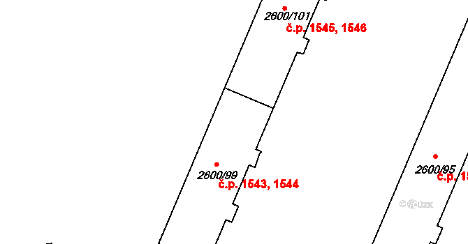 Turnov 1543,1544 na parcele st. 2600/99 v KÚ Turnov, Katastrální mapa