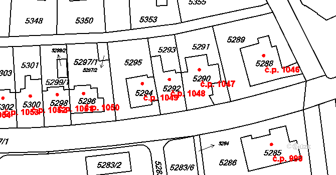Záběhlice 1048, Praha na parcele st. 5292 v KÚ Záběhlice, Katastrální mapa
