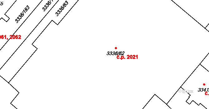 Chodov 2021, Praha na parcele st. 3336/62 v KÚ Chodov, Katastrální mapa