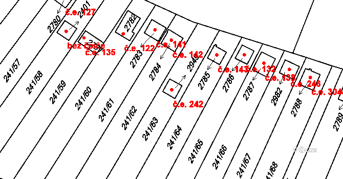 Sezimovo Ústí 242 na parcele st. 2949 v KÚ Sezimovo Ústí, Katastrální mapa