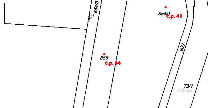 Český Dub IV 44, Český Dub na parcele st. 855 v KÚ Český Dub, Katastrální mapa