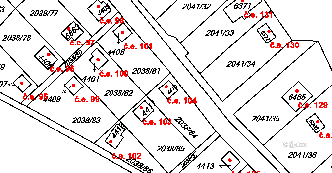 Chrudim II 104, Chrudim na parcele st. 4410 v KÚ Chrudim, Katastrální mapa
