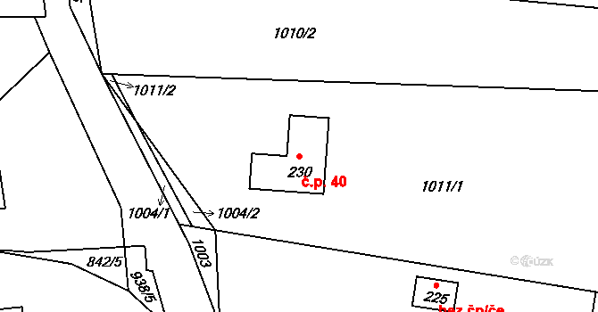 Tisová 40, Bohutín na parcele st. 230 v KÚ Tisová u Bohutína, Katastrální mapa