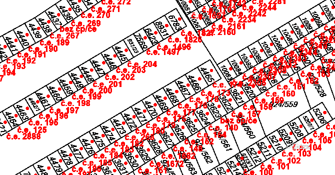 Hodonín 176 na parcele st. 4468 v KÚ Hodonín, Katastrální mapa