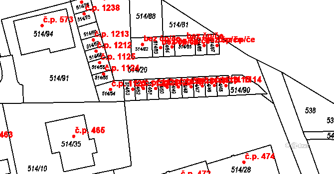 Dobšice 1119 na parcele st. 514/50 v KÚ Dobšice u Znojma, Katastrální mapa